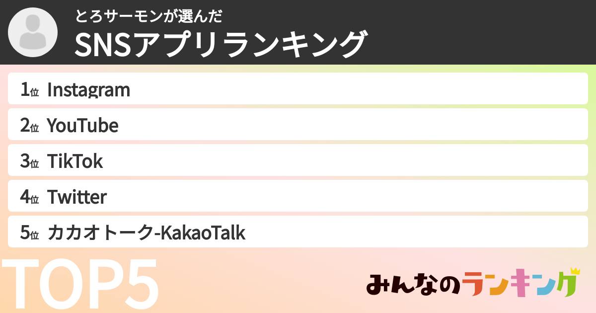 とろサーモンさんの「SNSアプリランキング」
