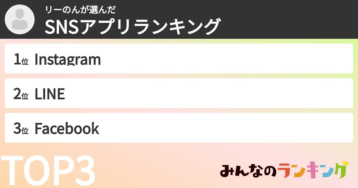 リーのんさんの「SNSアプリランキング」