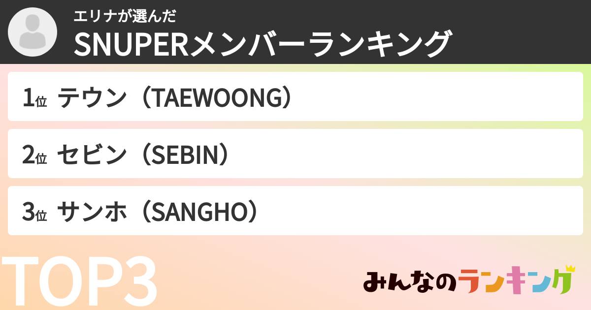 エリナさんの「SNUPERメンバーランキング」