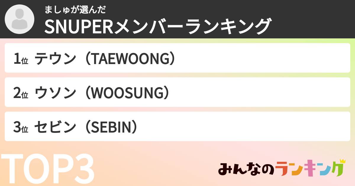 ましゅさんの「SNUPERメンバーランキング」