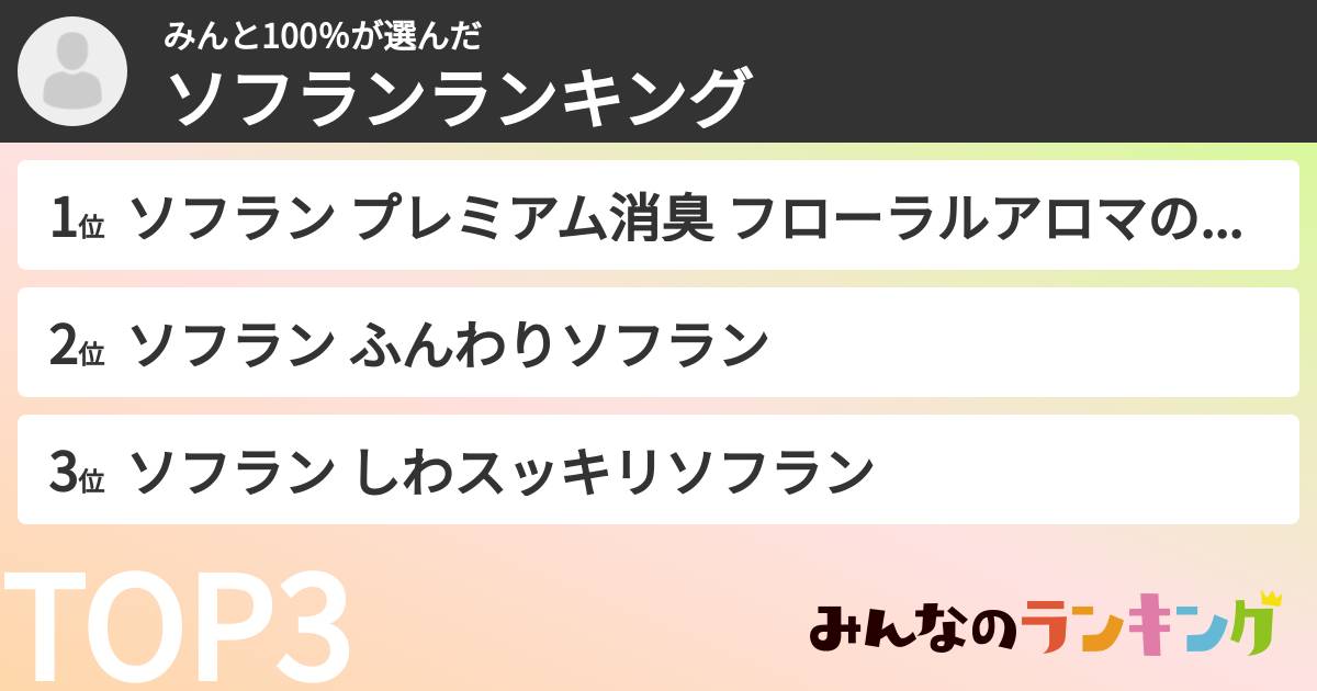 みんと100%さんの「ソフランランキング」