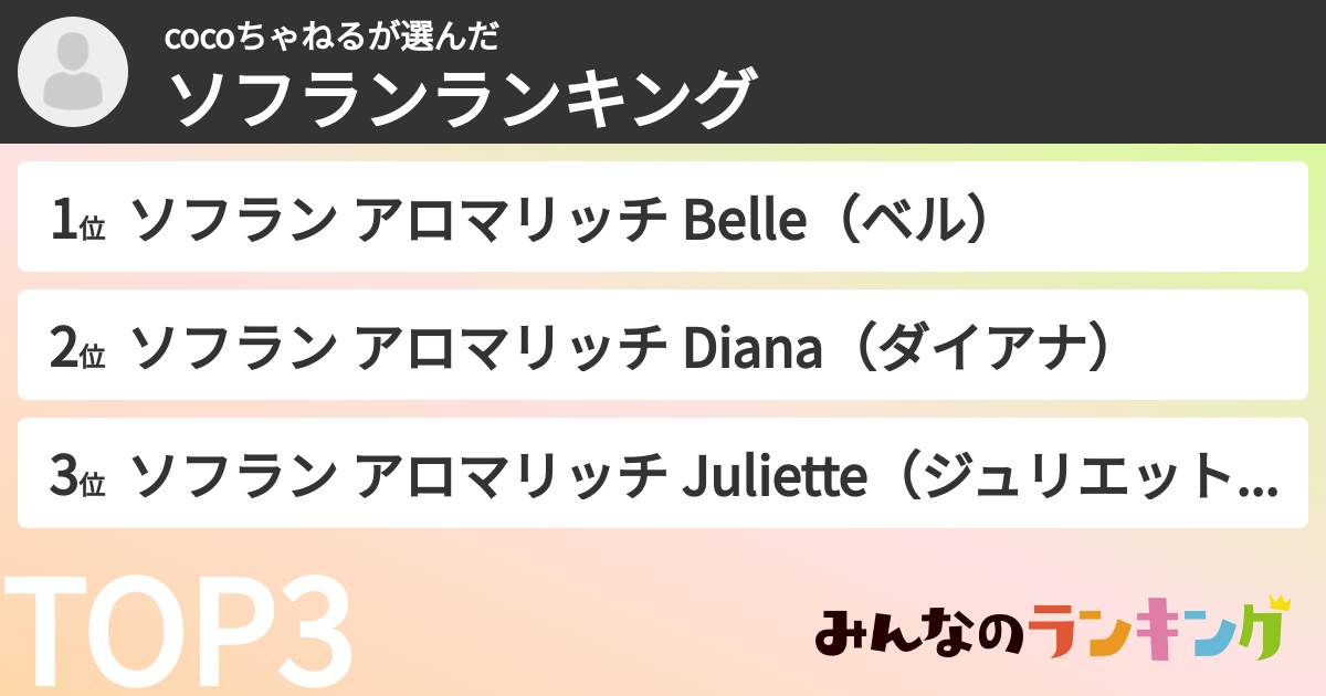 cocoちゃねるさんの「ソフランランキング」