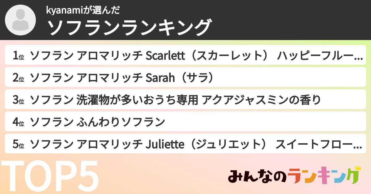 kyanamiさんの「ソフランランキング」