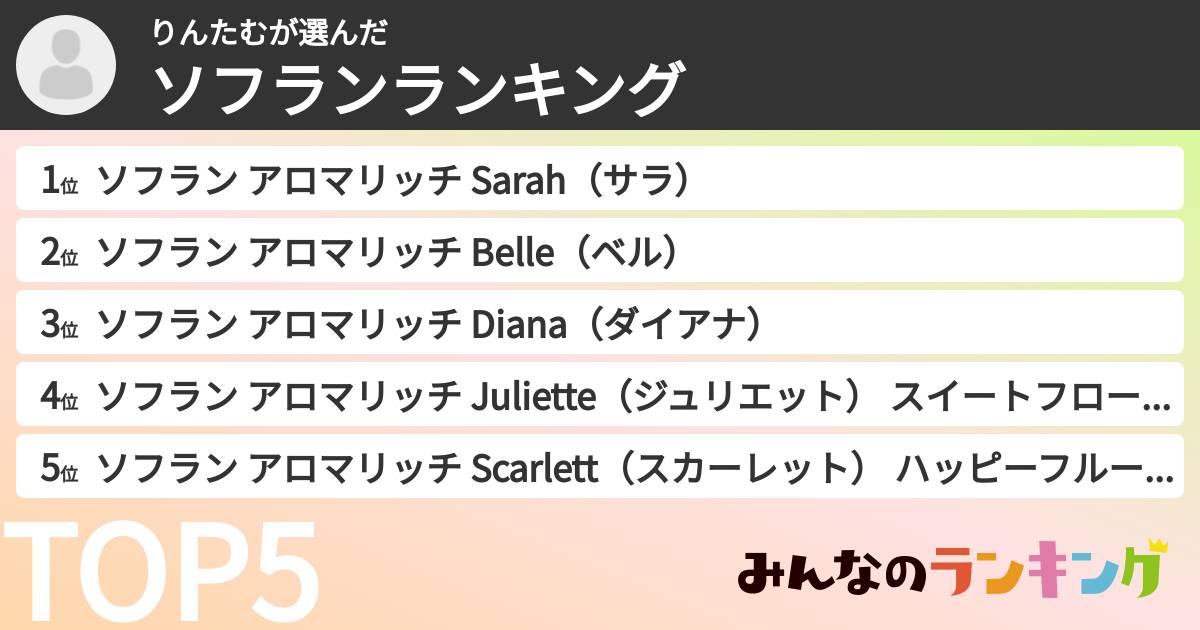 りんたむさんの「ソフランランキング」