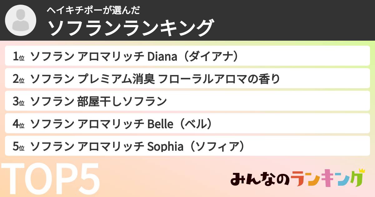 ヘイキチポーさんの「ソフランランキング」