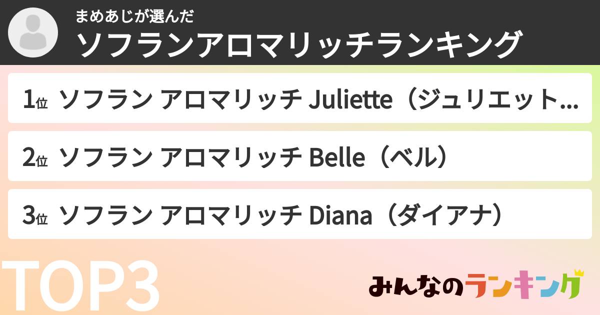 まめあじさんの「ソフランアロマリッチランキング」