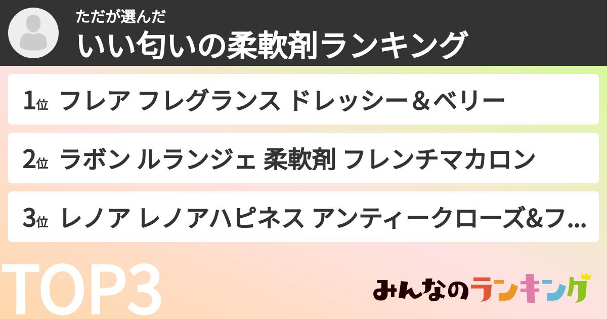 たださんの「いい匂いの柔軟剤ランキング」