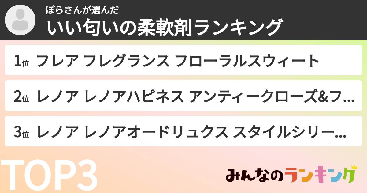 ぽらさんさんの「いい匂いの柔軟剤ランキング」