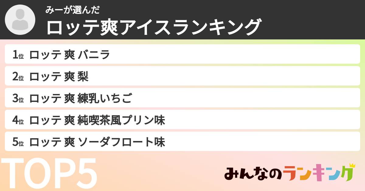 みーさんの「ロッテ爽アイスランキング」