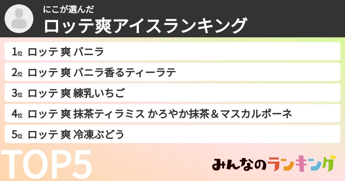 にこさんの「ロッテ爽アイスランキング」