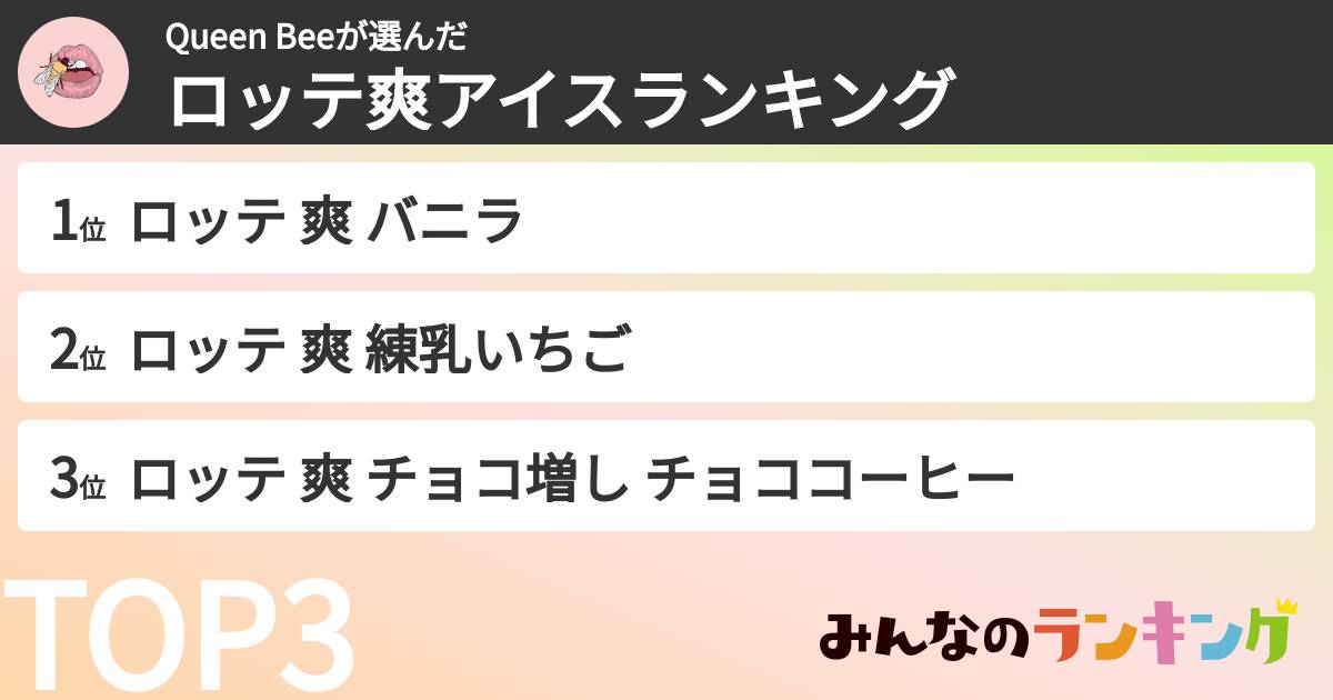 Queen Beeさんの「ロッテ爽アイスランキング」