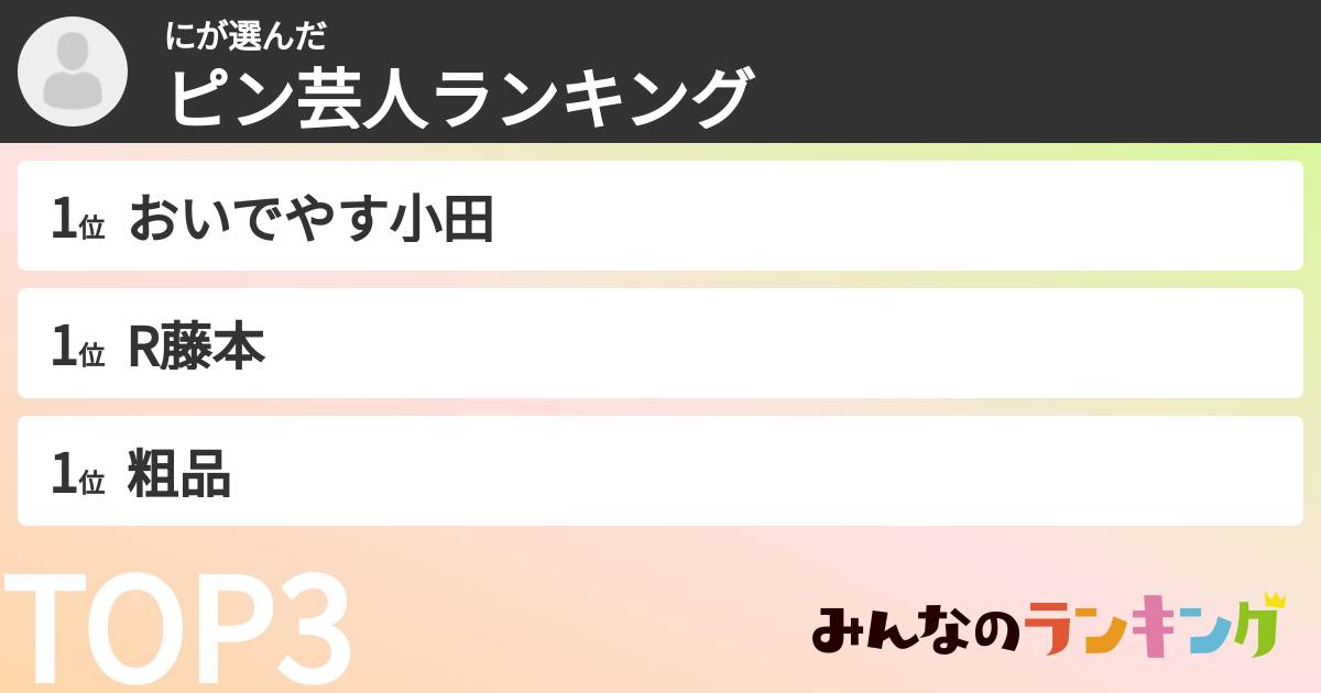 にさんの「ピン芸人ランキング」