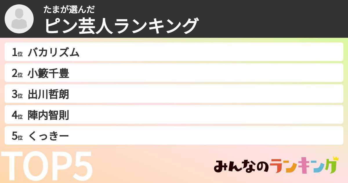 たまさんの「ピン芸人ランキング」