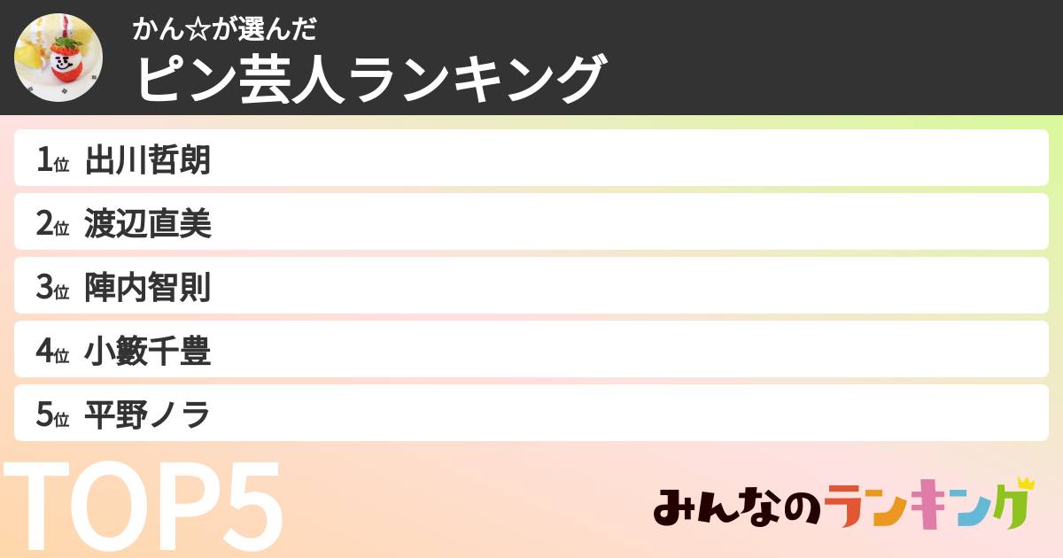 かん☆さんの「ピン芸人ランキング」