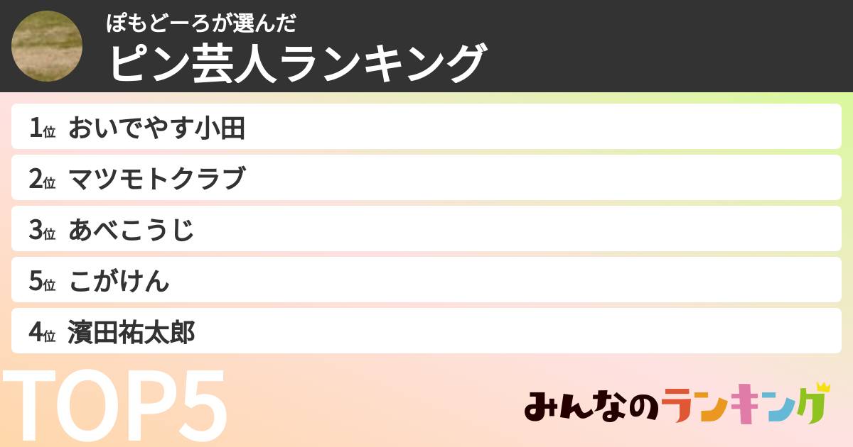 ぽもどーろさんの「ピン芸人ランキング」