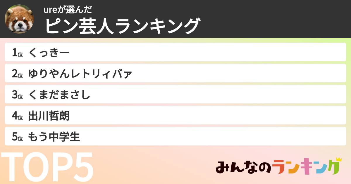 ureさんの「ピン芸人ランキング」