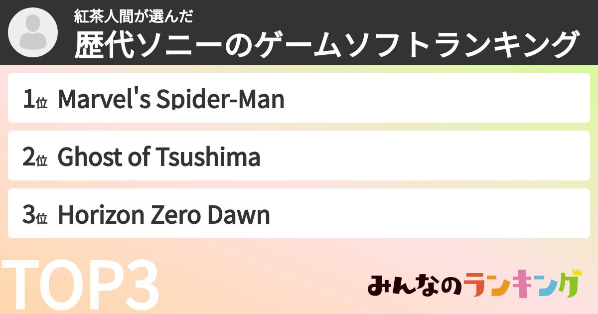 紅茶人間さんの「歴代ソニーのゲームソフトランキング」