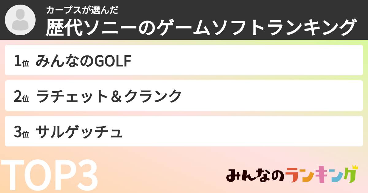 カープスさんの「歴代ソニーのゲームソフトランキング」