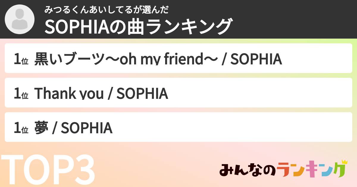 みつるくんあいしてるさんの「SOPHIAの曲ランキング」