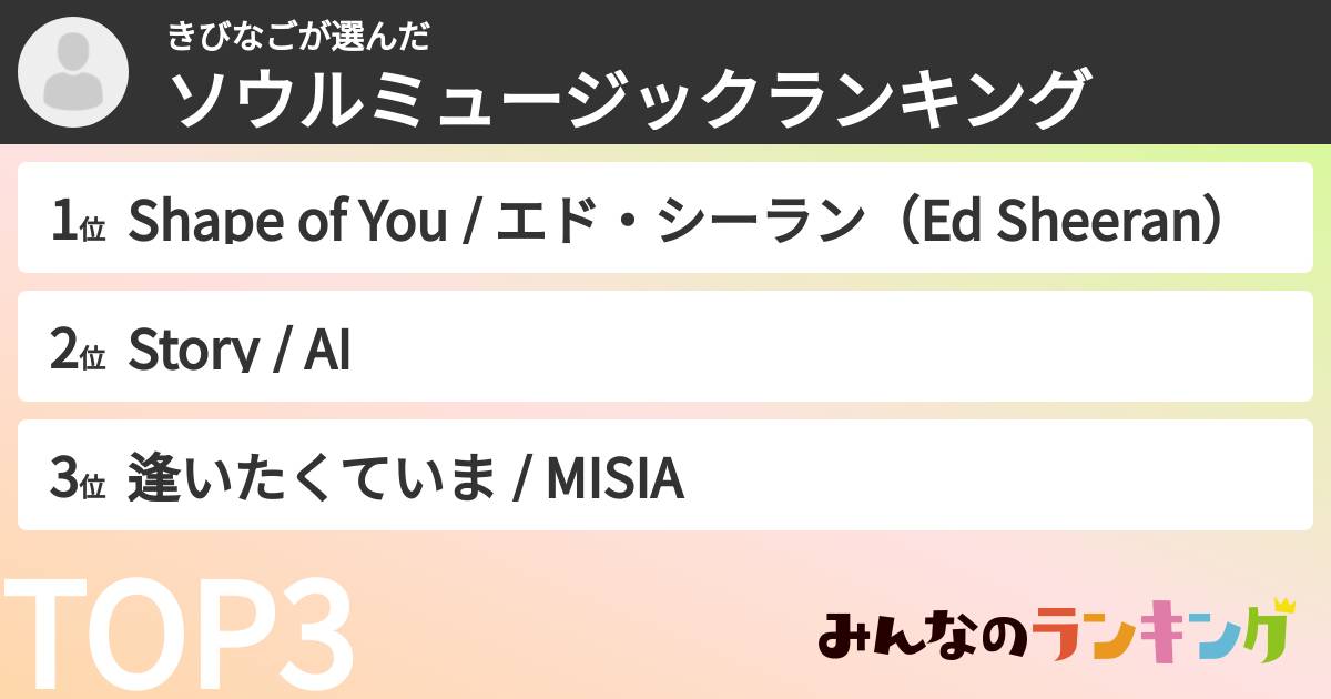 きびなごさんの「ソウルミュージックランキング」