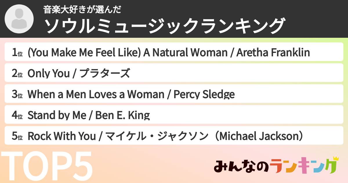 音楽大好きさんの「ソウルミュージックランキング」