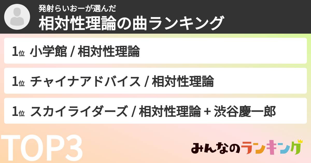 発射らいおーさんの「相対性理論の曲ランキング」