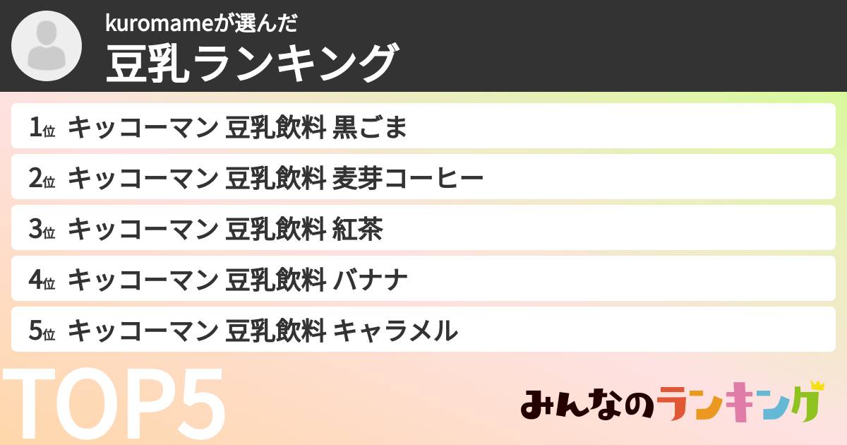 kuromameさんの「豆乳飲料ランキング」