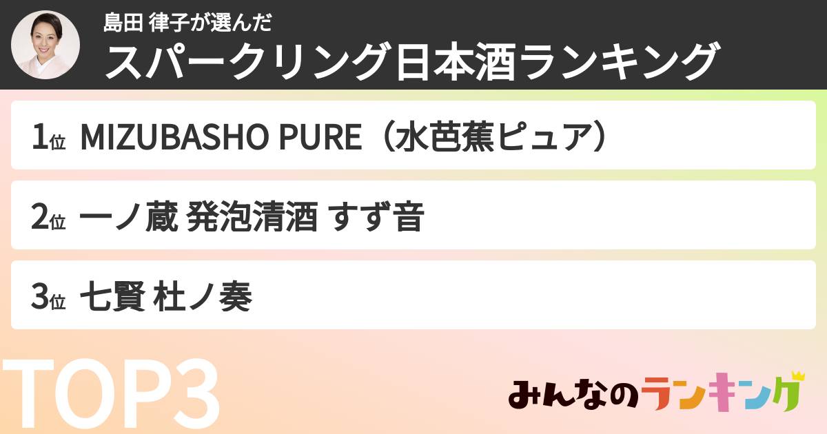 島田 律子さんの「スパークリング日本酒ランキング」