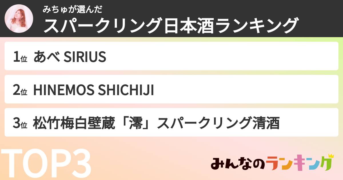 みちゅさんの「スパークリング日本酒ランキング」