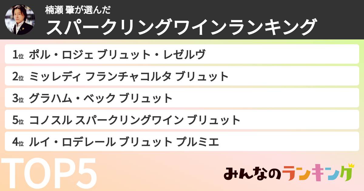 楠瀬 肇さんの「スパークリングワインランキング」