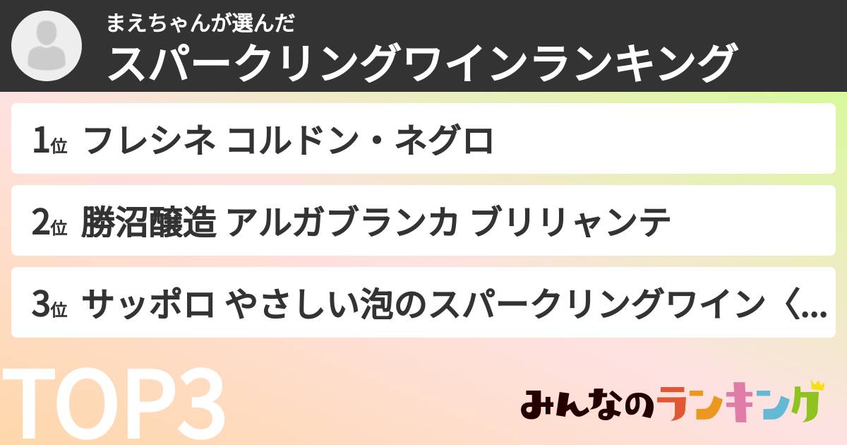 まえちゃんさんの「スパークリングワインランキング」