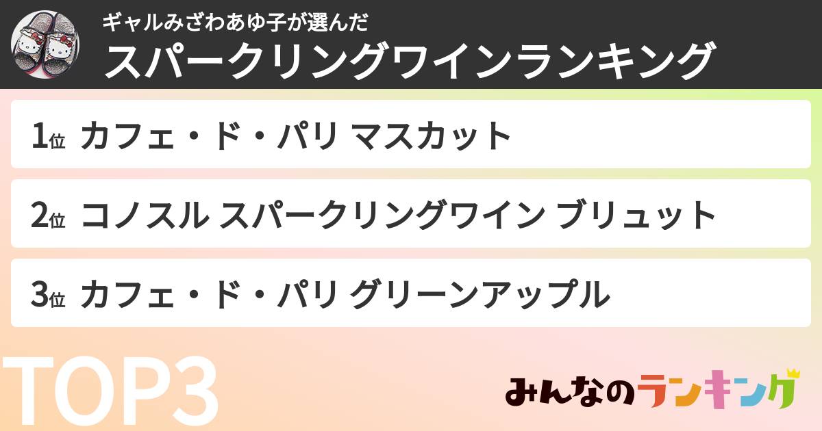 ギャルみざわあゆ子さんの「スパークリングワインランキング」