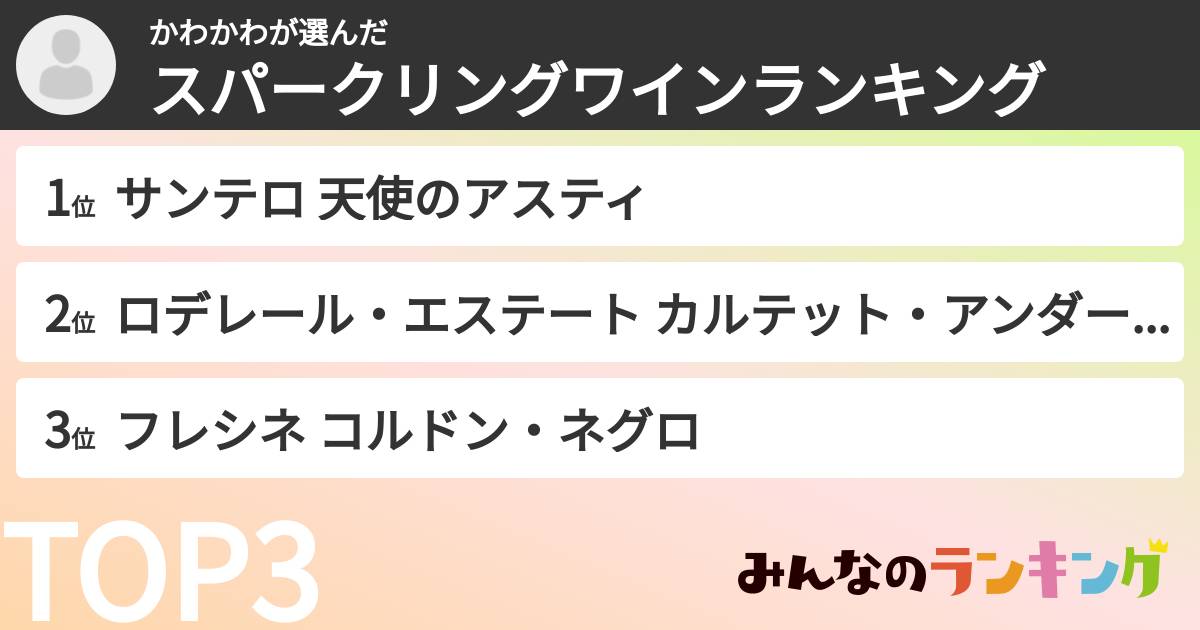 かわかわさんの「スパークリングワインランキング」