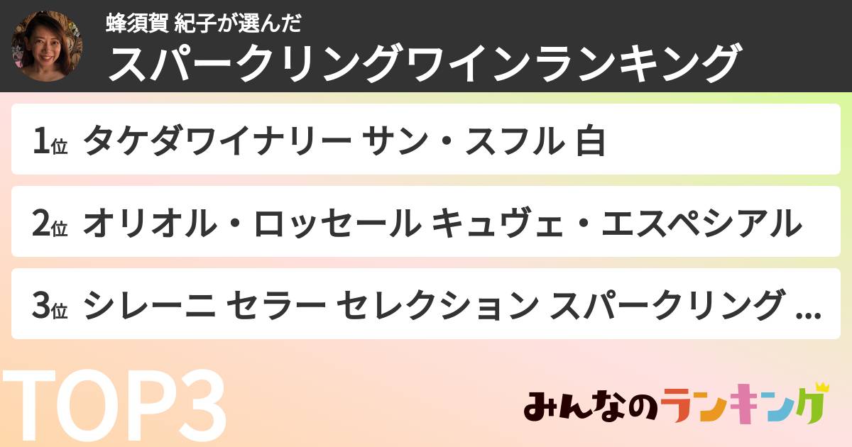 蜂須賀 紀子さんの「スパークリングワインランキング」
