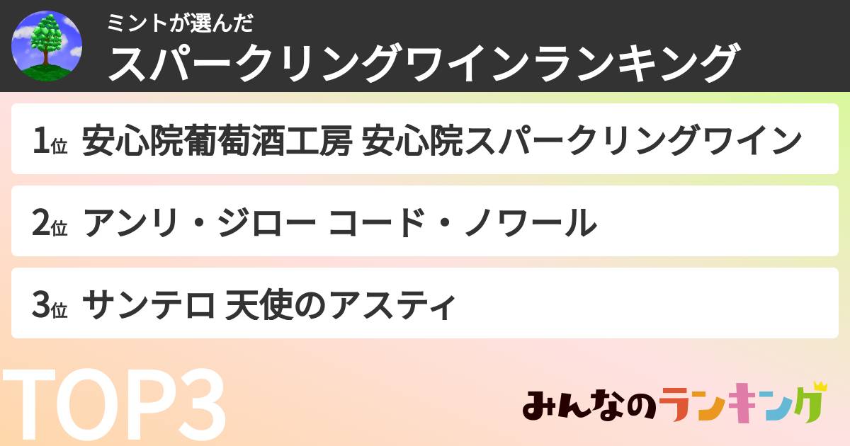 ミントさんの「スパークリングワインランキング」