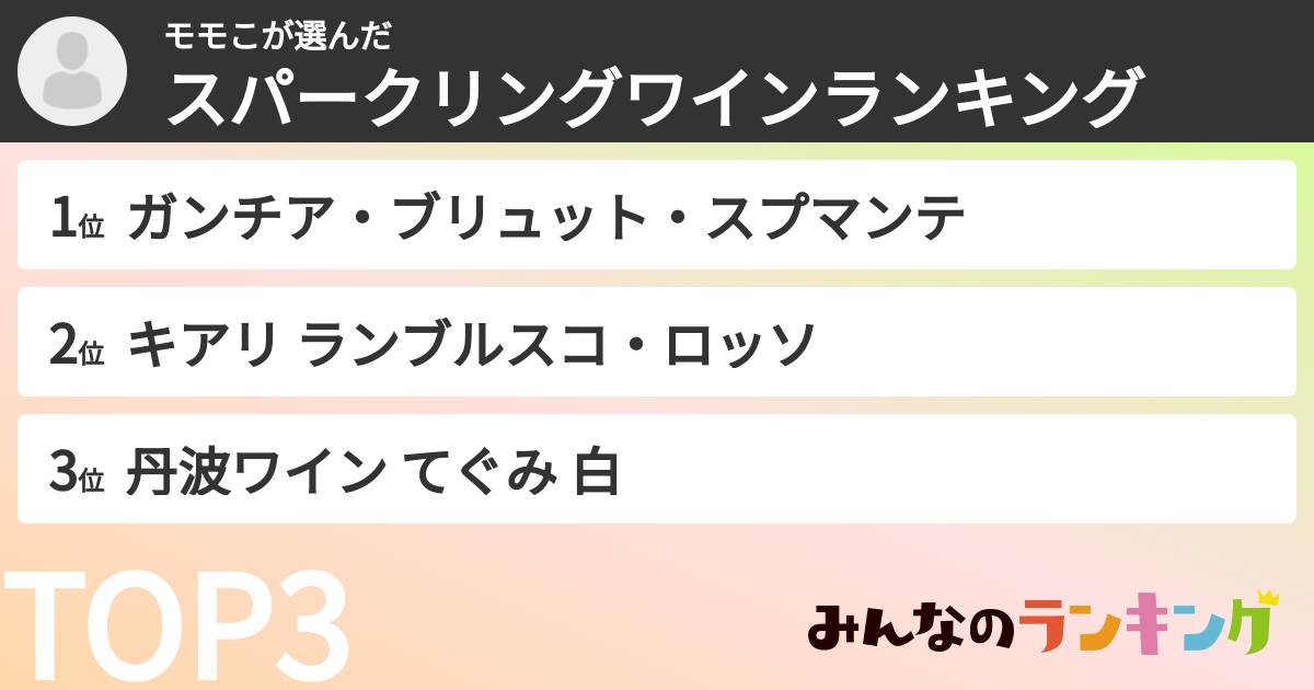 モモこさんの「スパークリングワインランキング」