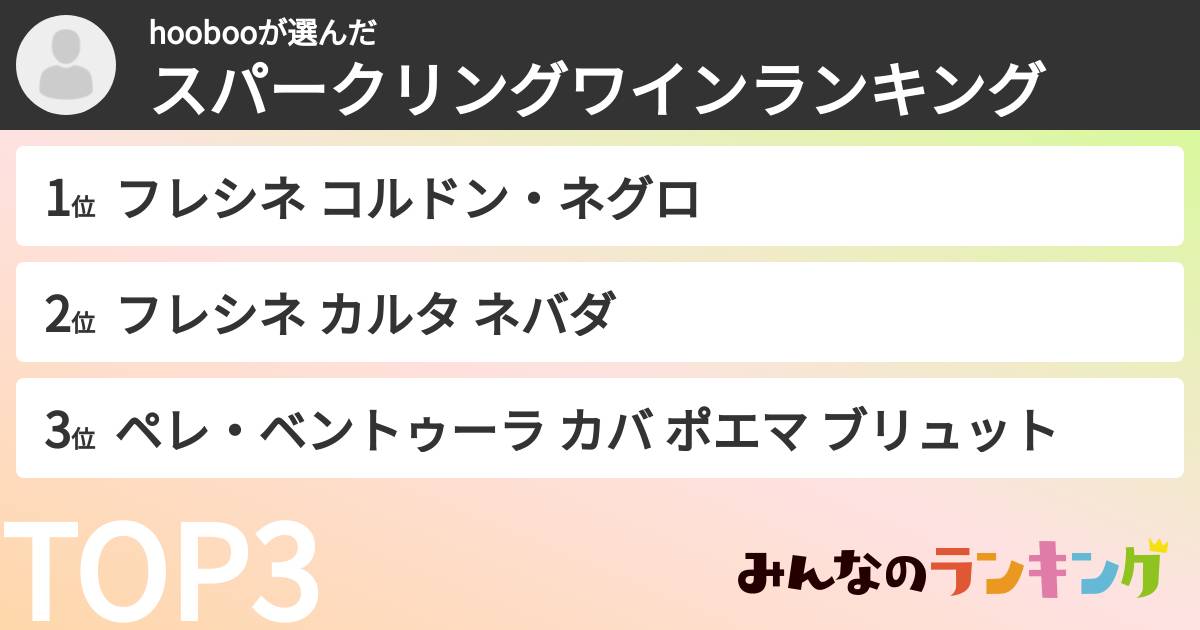 hoobooさんの「スパークリングワインランキング」