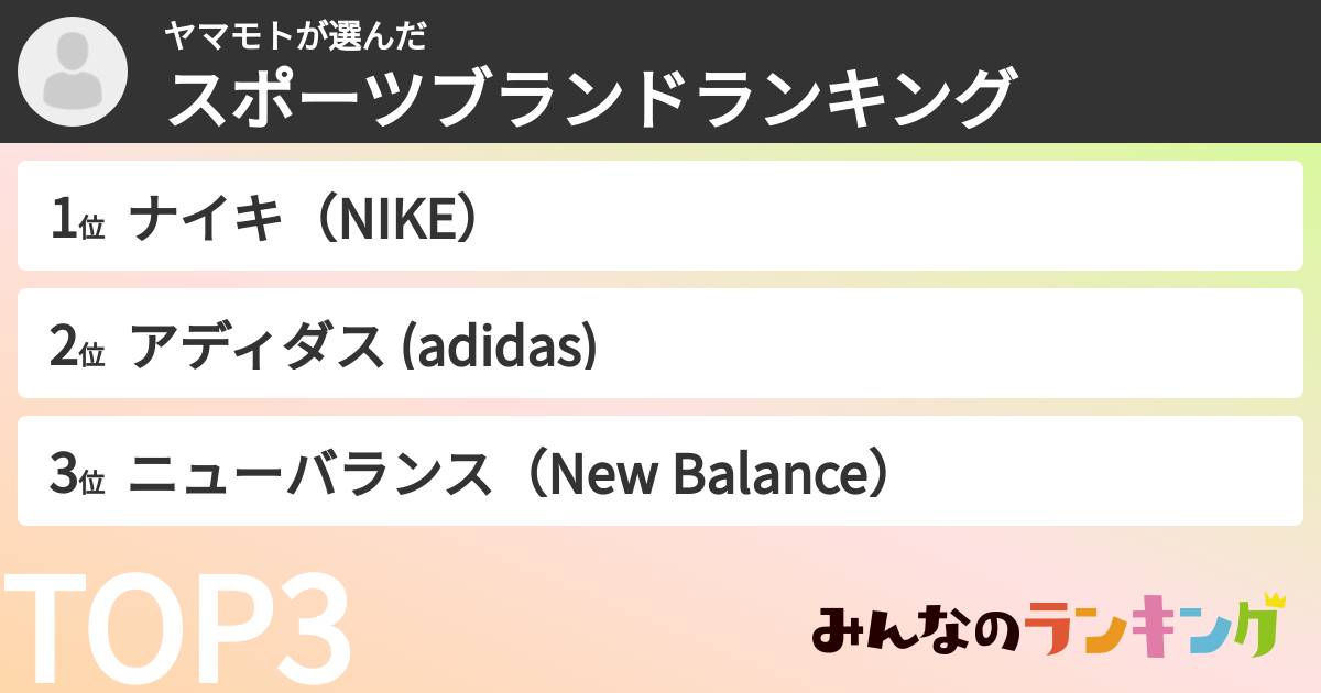 ヤマモトさんの「スポーツブランドランキング」