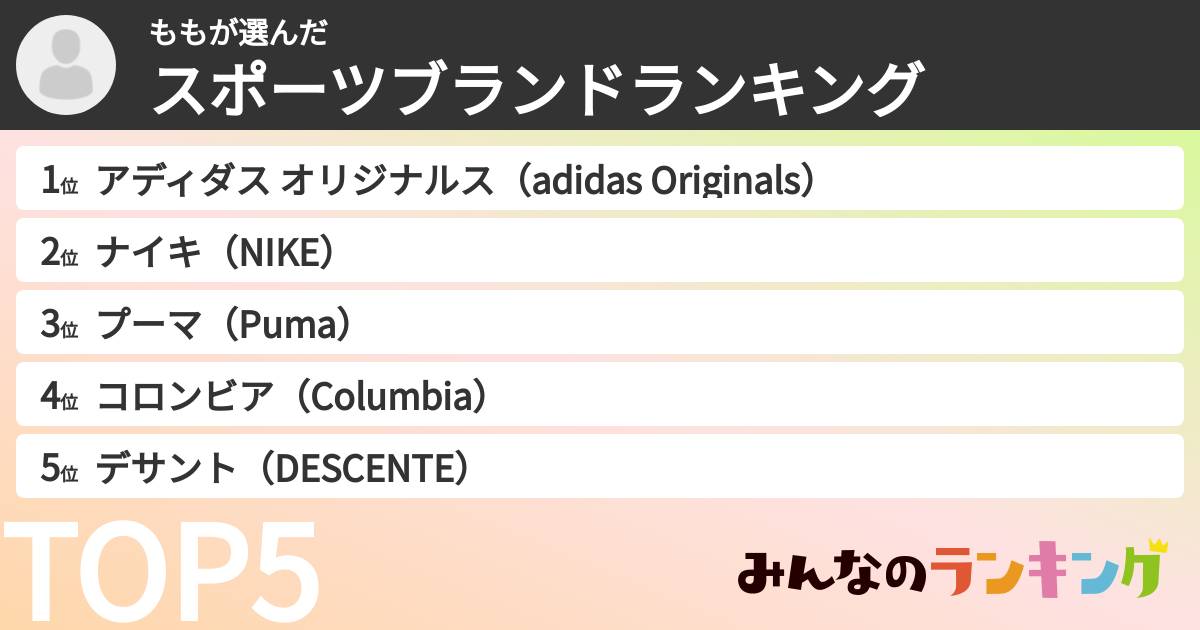 ももさんの「スポーツブランドランキング」