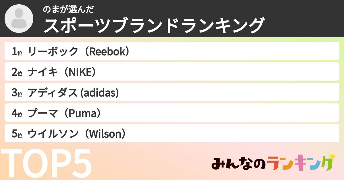 のまさんの「スポーツブランドランキング」