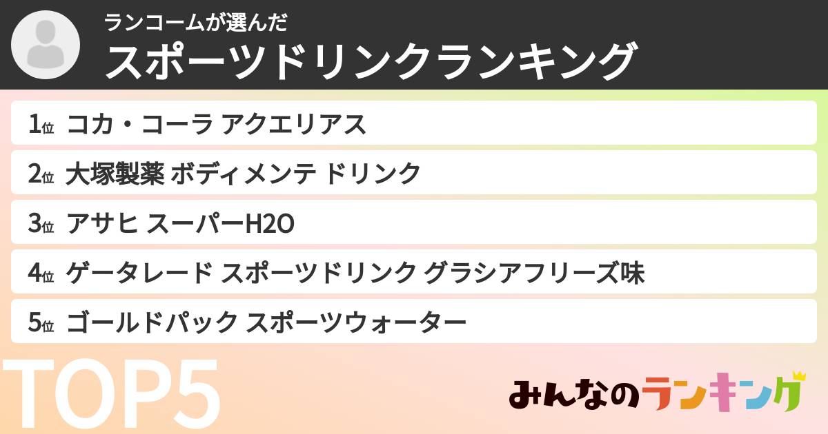 ランコームさんの「スポーツドリンクランキング」