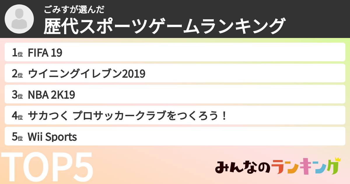 ごみすさんの「歴代スポーツゲームランキング」