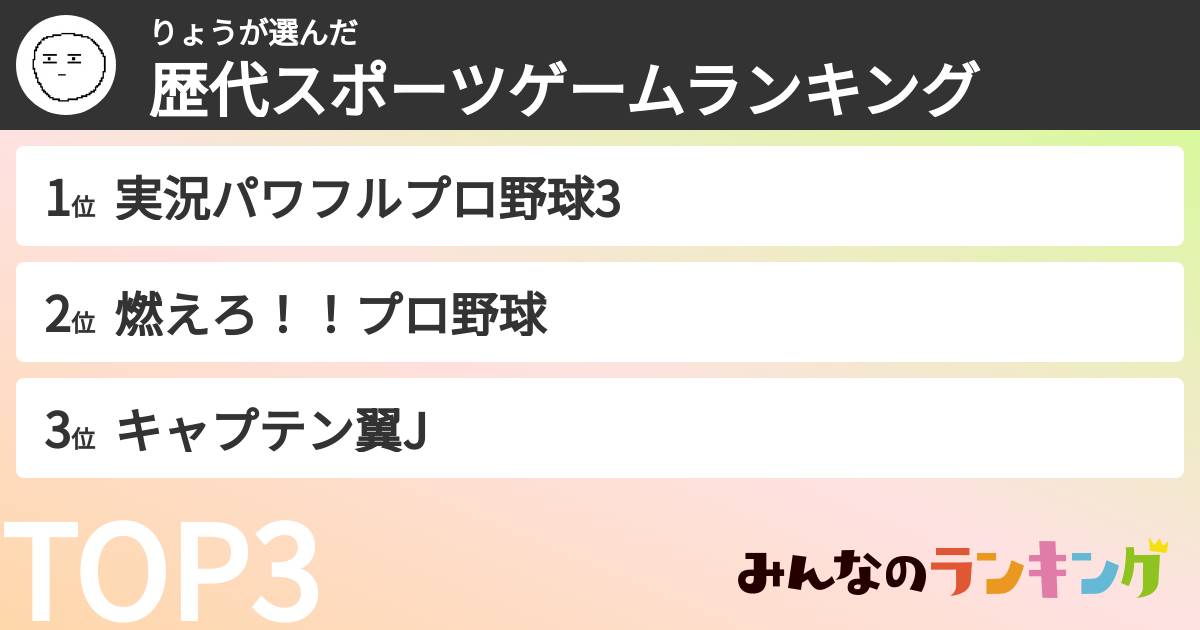 りょうさんの「歴代スポーツゲームランキング」