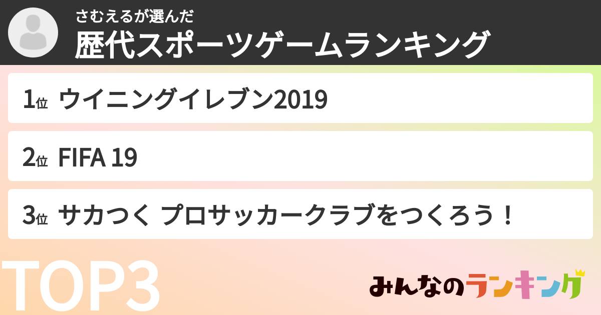 さむえるさんの「歴代スポーツゲームランキング」