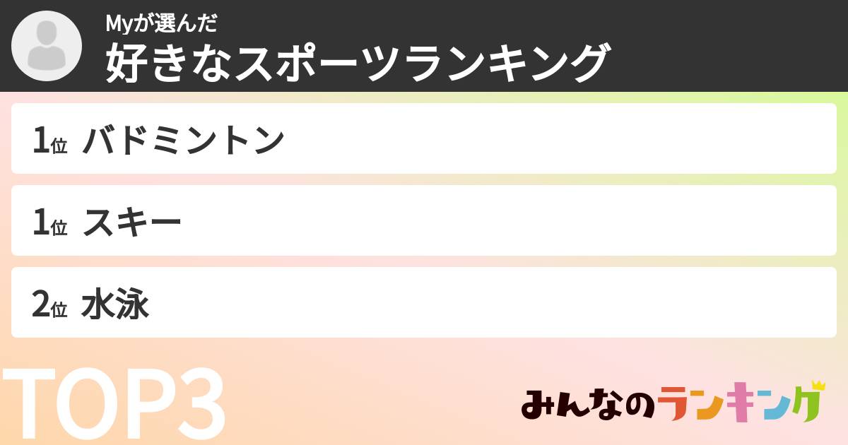 Myさんの「好きなスポーツランキング」