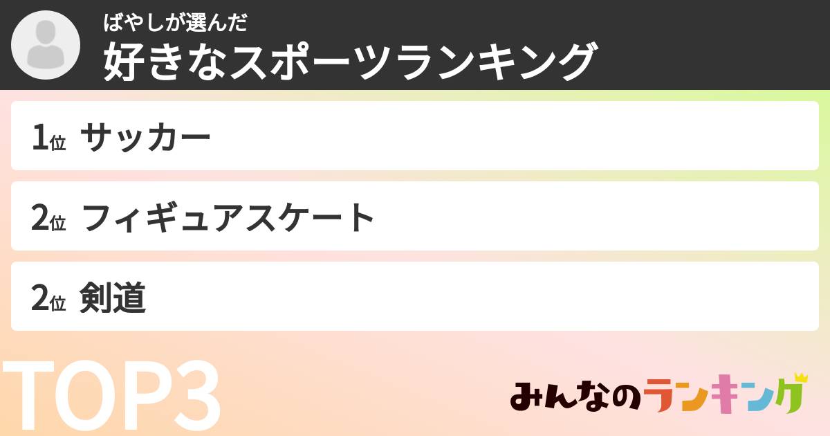 ばやしさんの「好きなスポーツランキング」