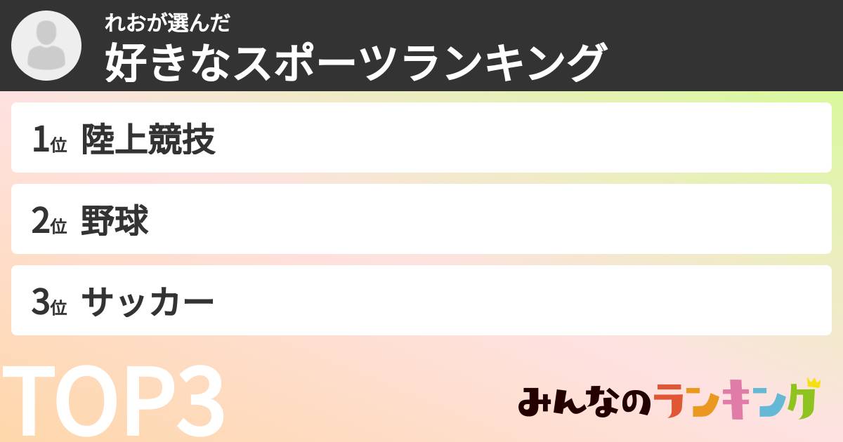 れおさんの「好きなスポーツランキング」