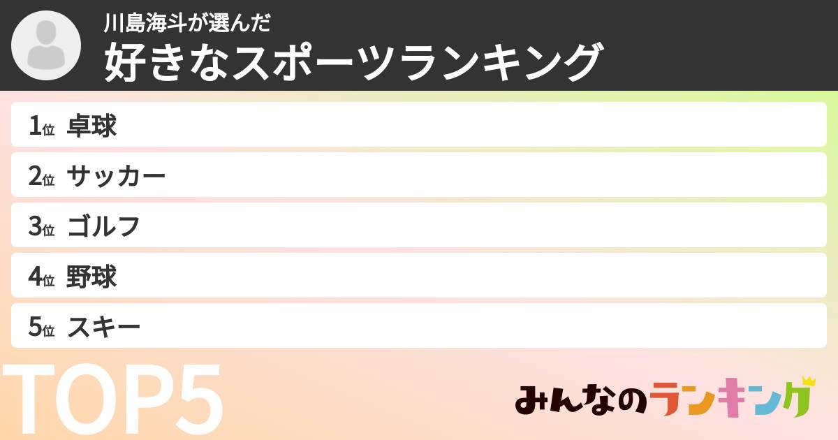 川島海斗さんの「好きなスポーツランキング」
