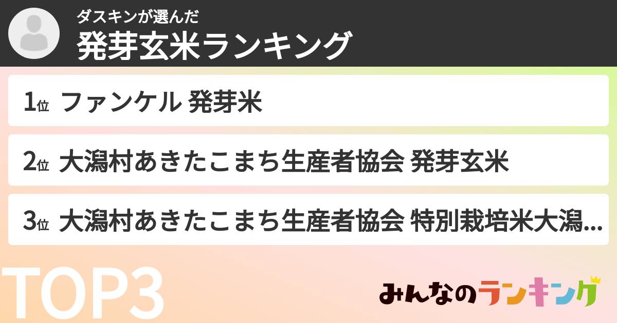 ダスキンさんの「発芽玄米ランキング」