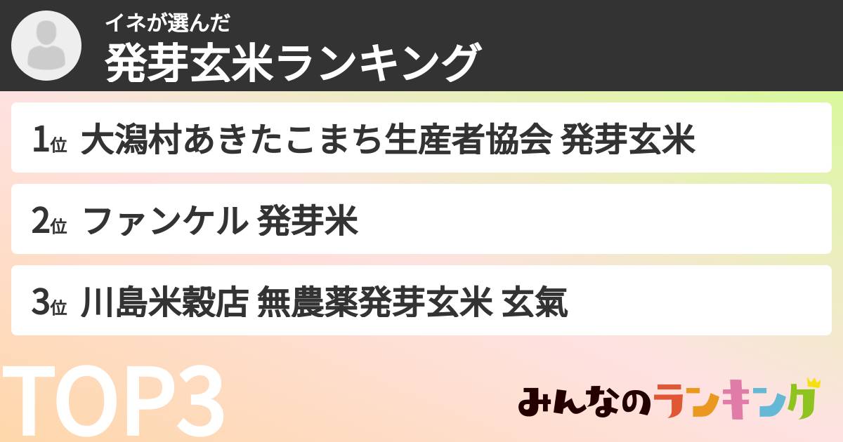イネさんの「発芽玄米ランキング」